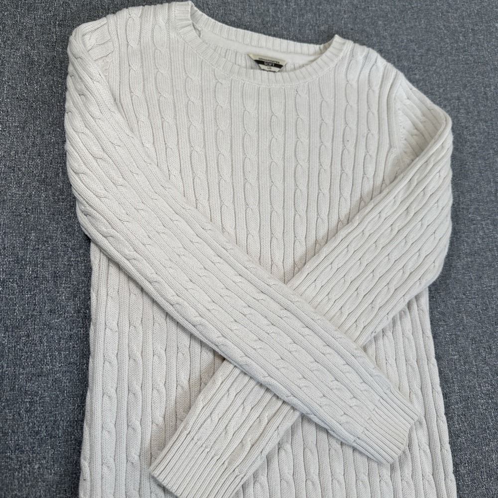 Denver Hayes Cable Knit Sweater Mens Large Cream Cotton Crewneck Soft